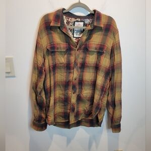 Meridian Line Mens Size L 100% Organic Cotton Plaid Shaket